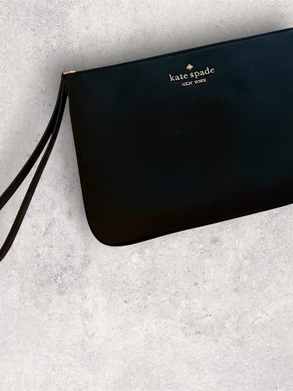 kate spade The Little Bett Black Nylon Wristlet with Gold Logo